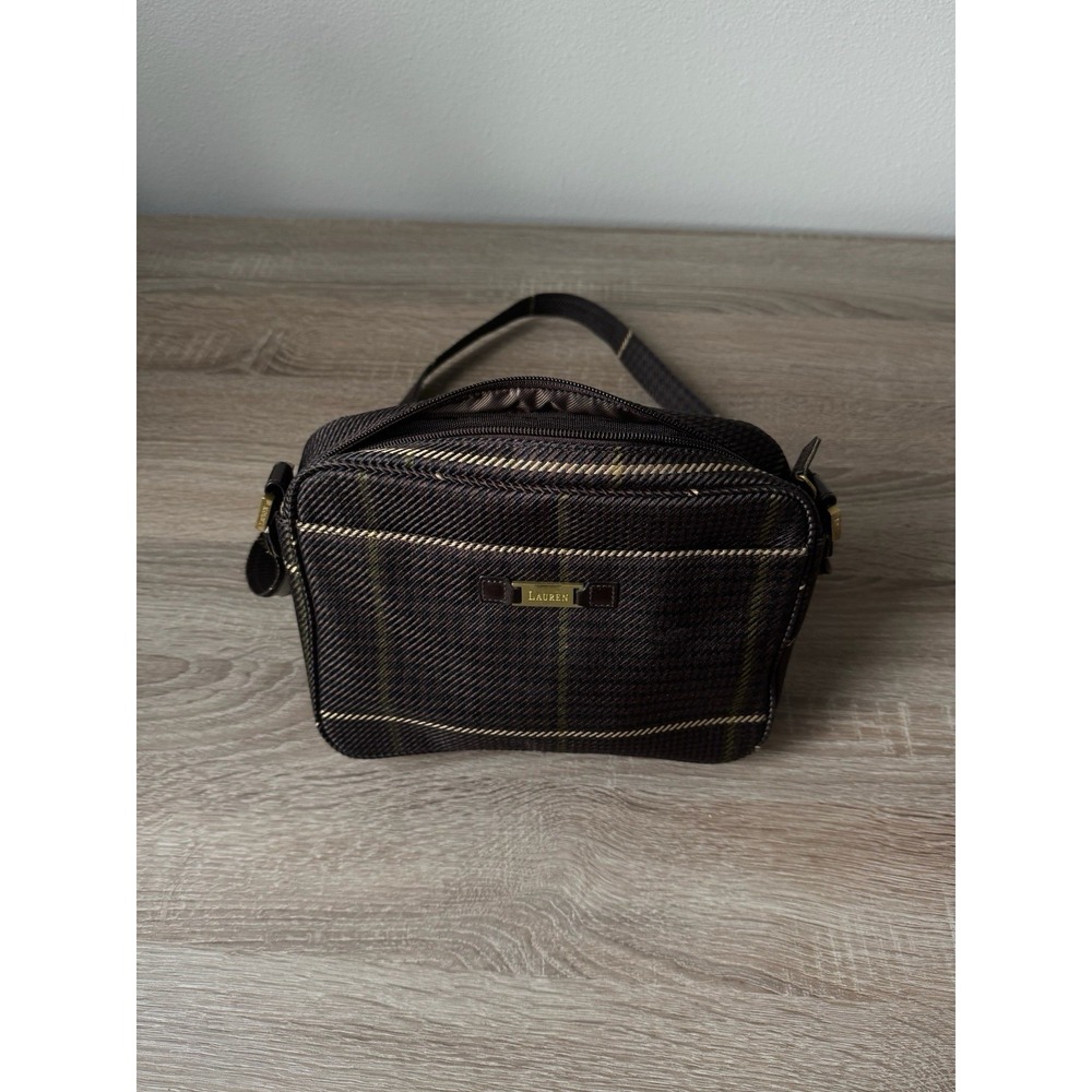 Lauren Ralph Lauren Plaid Crossbody Bag Brown‎ Tartan Shoulder Purse Vintage